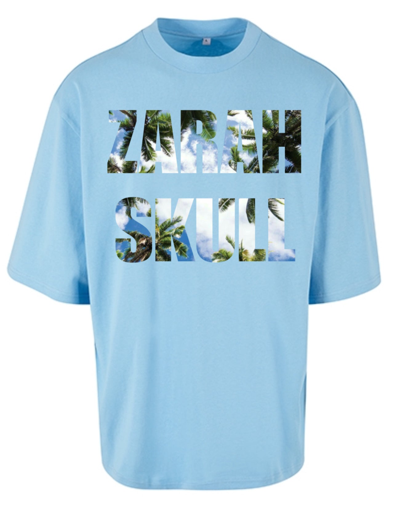 "ZarahSkull" Oversize Tee blue "ZS light Palms"