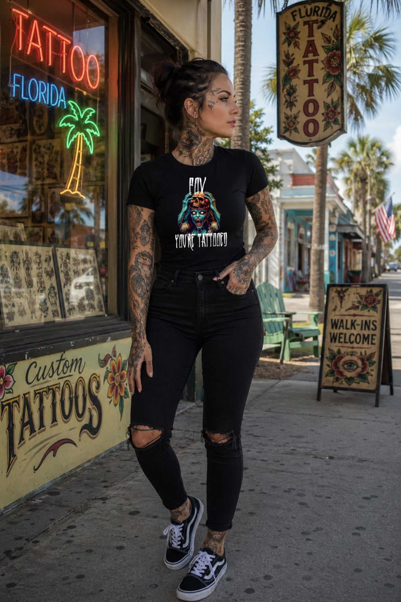 ZarahSkull Shirt black "POV You’re tattooed“