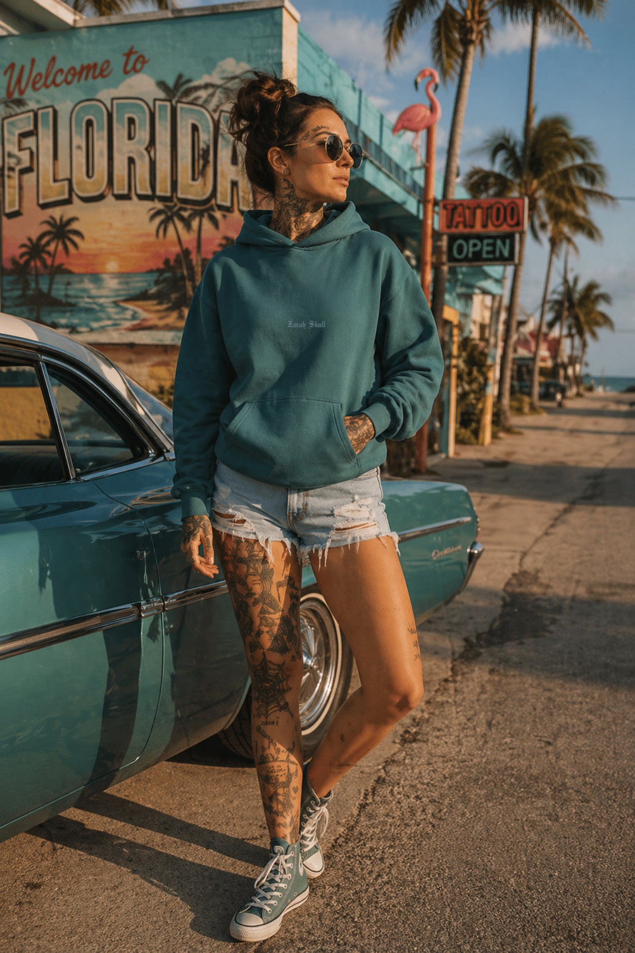 ZarahSkull" PREMIUM HOODIE teal