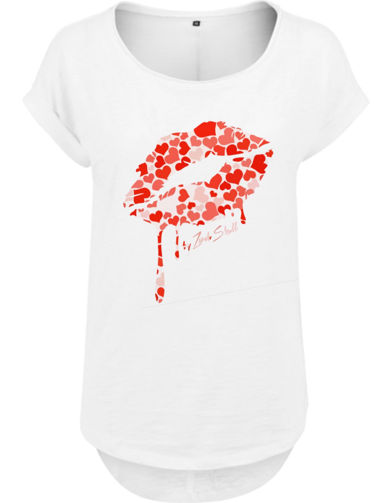 „ZarahSkull" Slub-Tee white "Kiss Hearts"