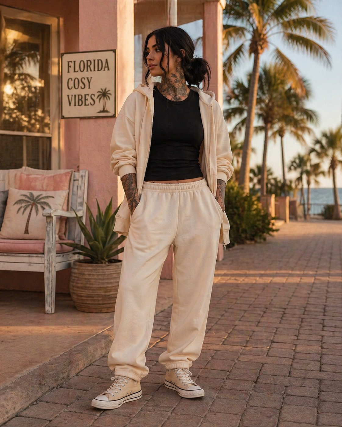 „ZarahSkull" Sweatpants white sand