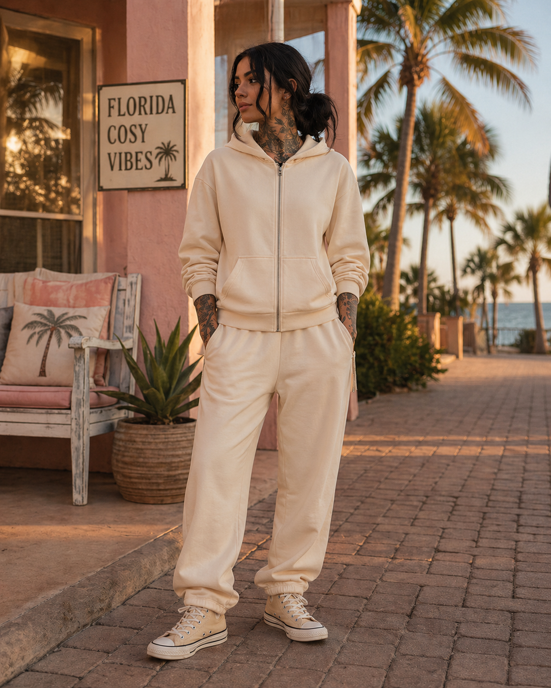 „ZarahSkull" Sweatpants white sand