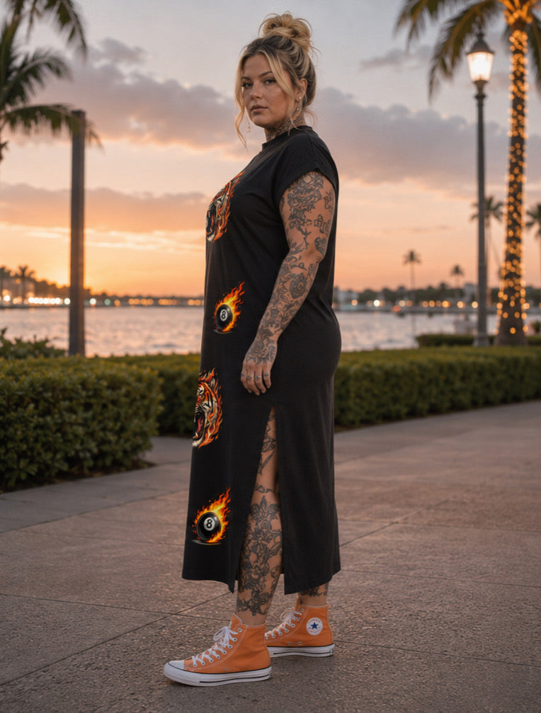Zarah Skull Long Dress black „Tiger“