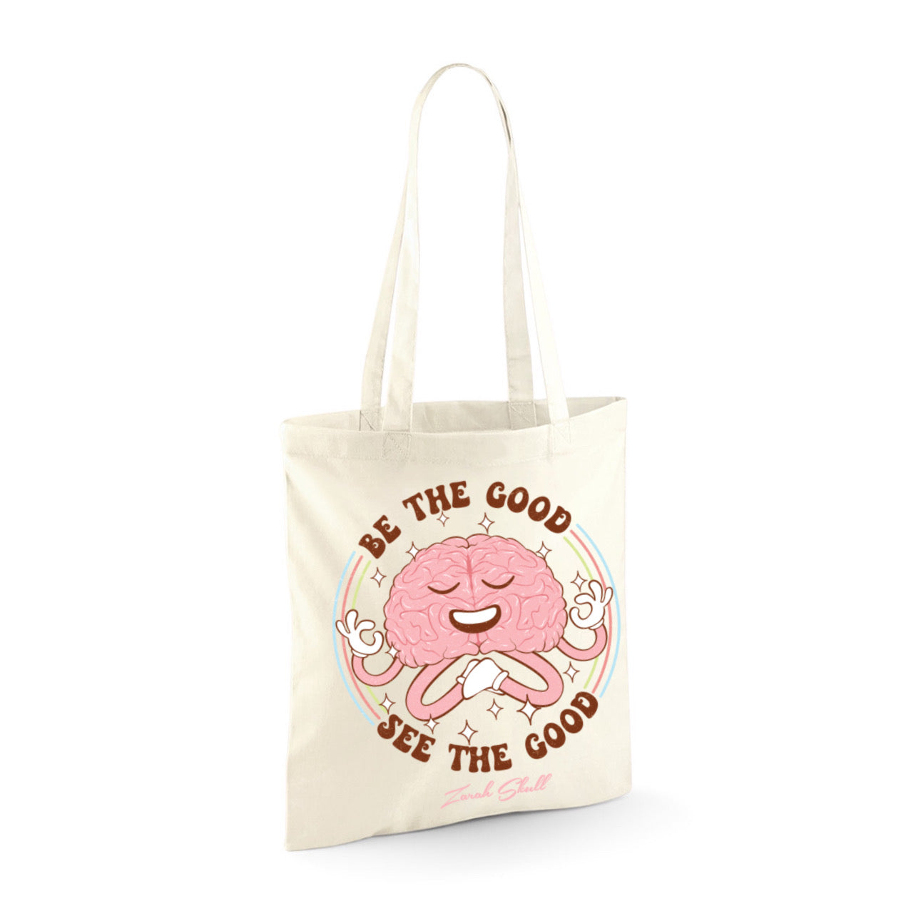 ZarahSkull Baumwolltasche Henkel lang  natural "Be the good"