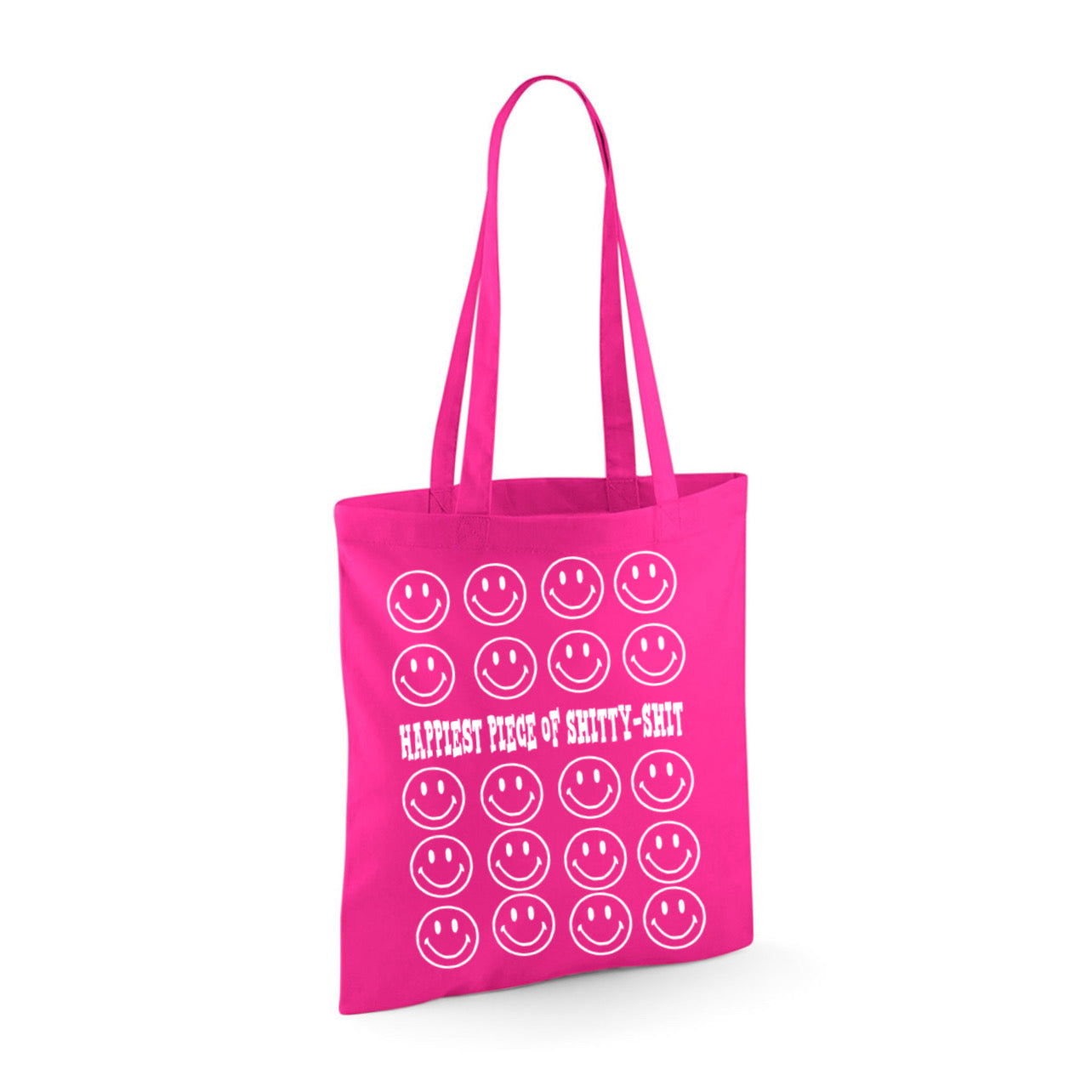 ZarahSkull Baumwolltasche Henkel lang fuchsia „Happiest piece“