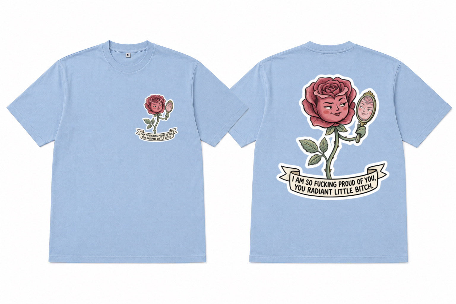 ZarahSkull Oversize Shirt powder Blue „I‘m Proud of you“