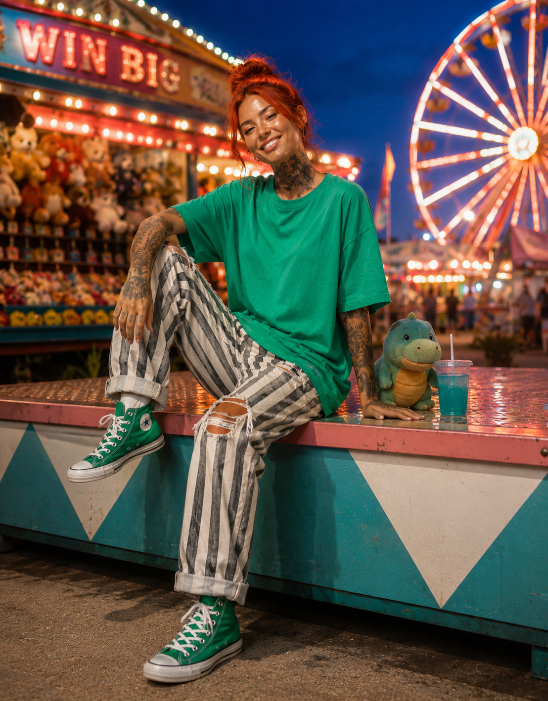 ZarahSkull Oversize Shirt Grass Green