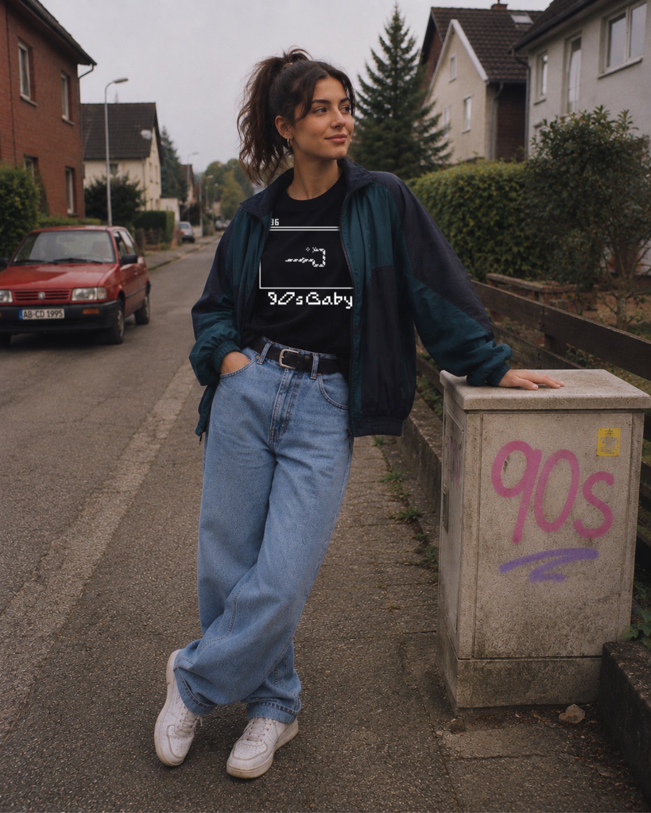 ZarahSkull Shirt black "90s Baby“
