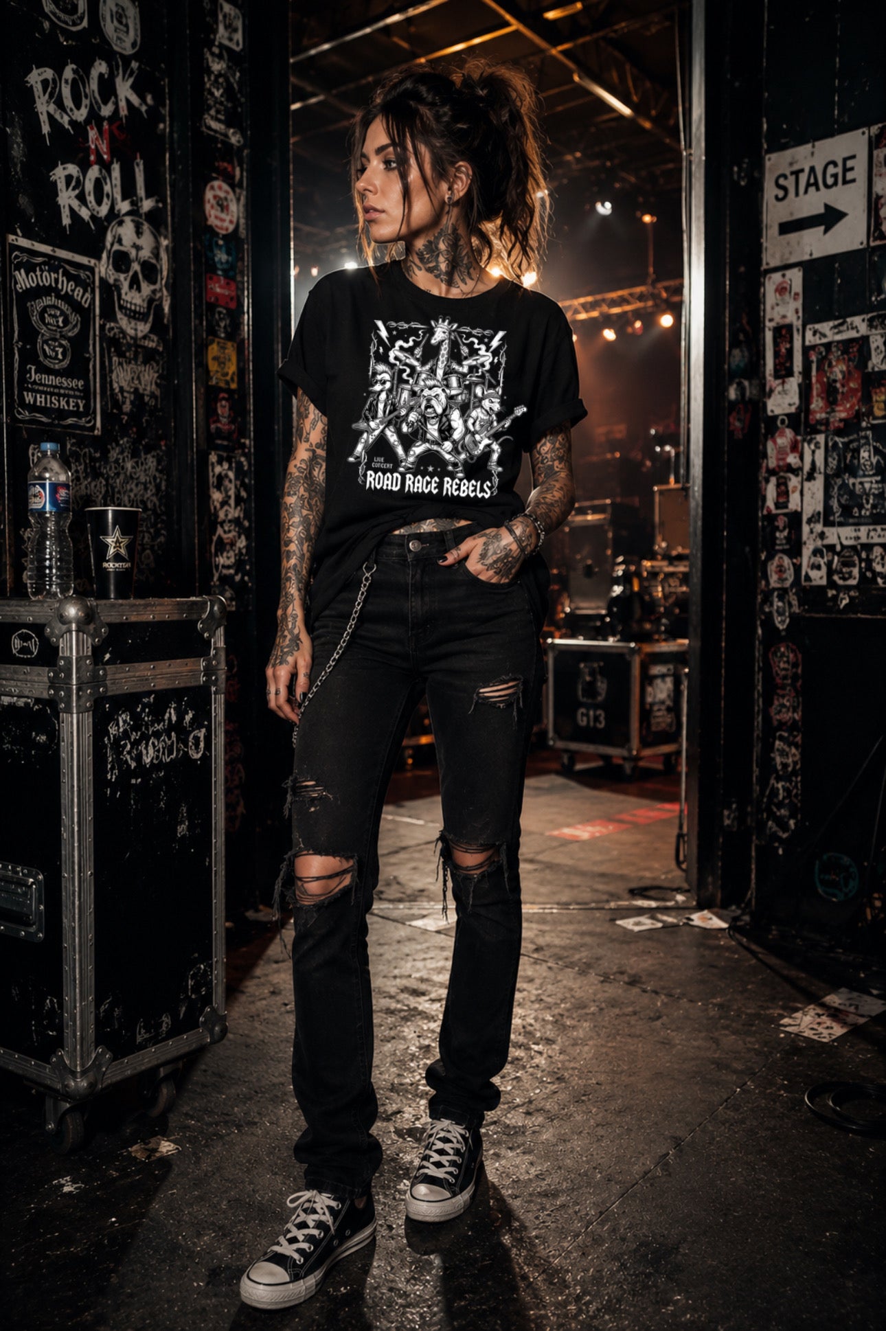 ZarahSkull Shirt black "Road Rage Rebels“