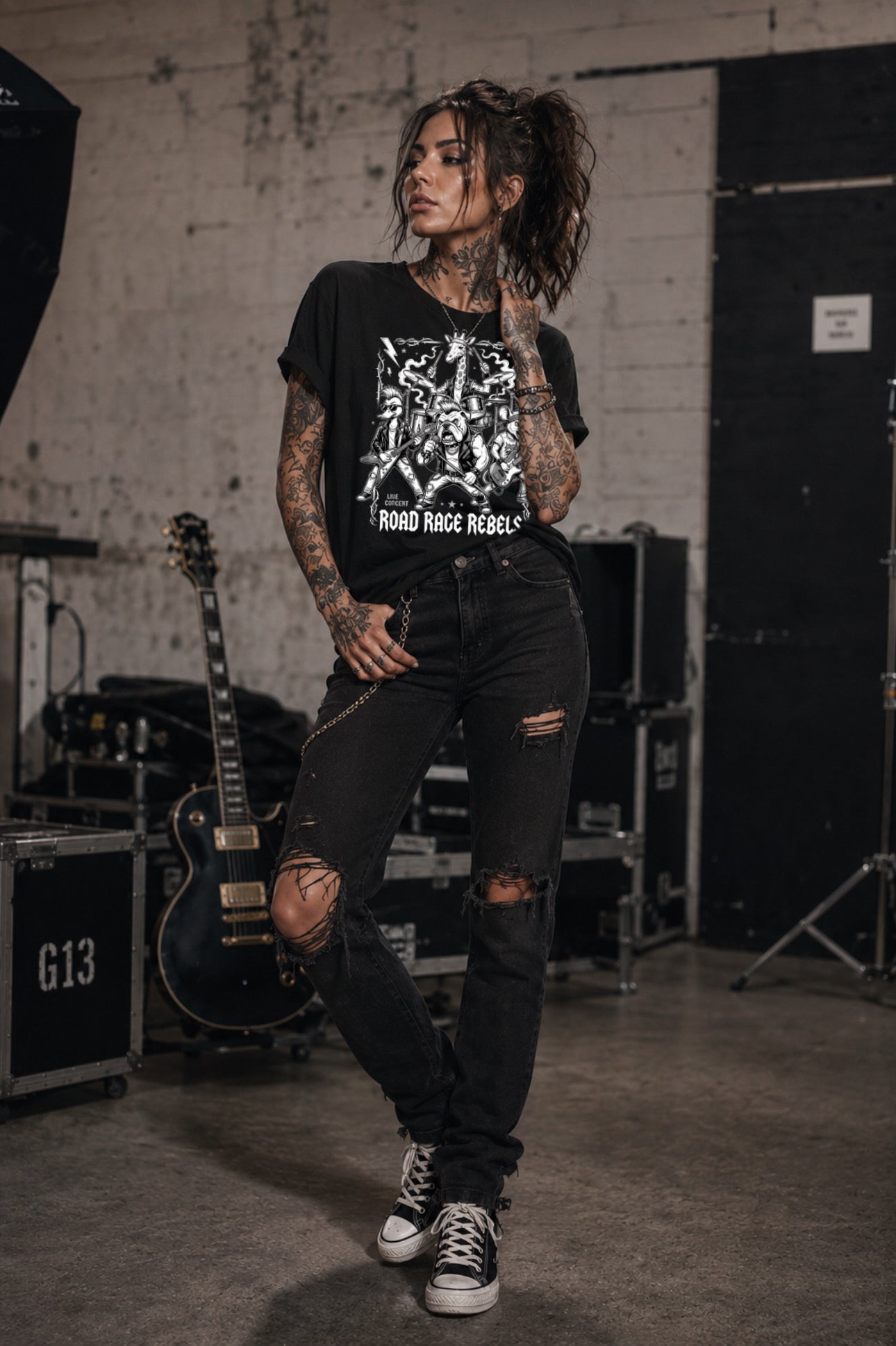 ZarahSkull Shirt black "Road Rage Rebels“