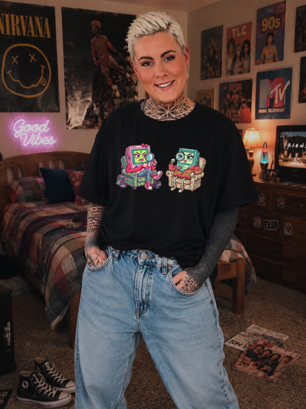 ZarahSkull Shirt black "Grumpy Gamegirls“