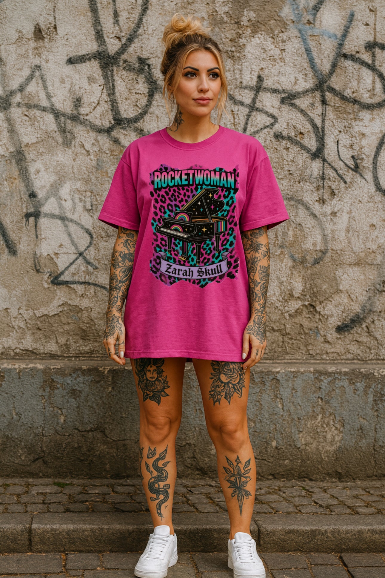 ZarahSkull Shirt pink  „Rocketwoman"