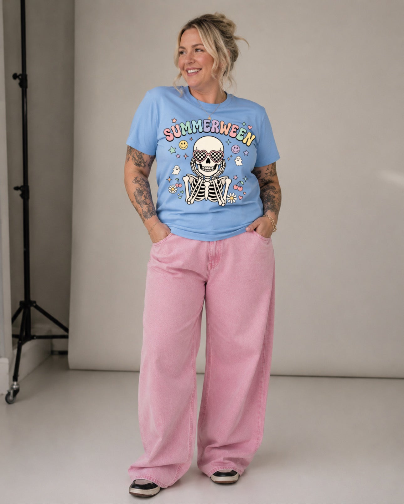 ZarahSkull Shirt sky blue "Summerween“
