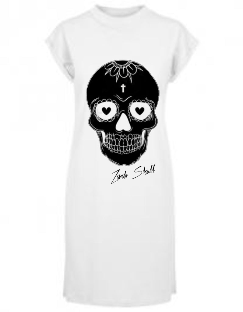 "ZarahSkull" Shoulder Dress WHITE "Skull"