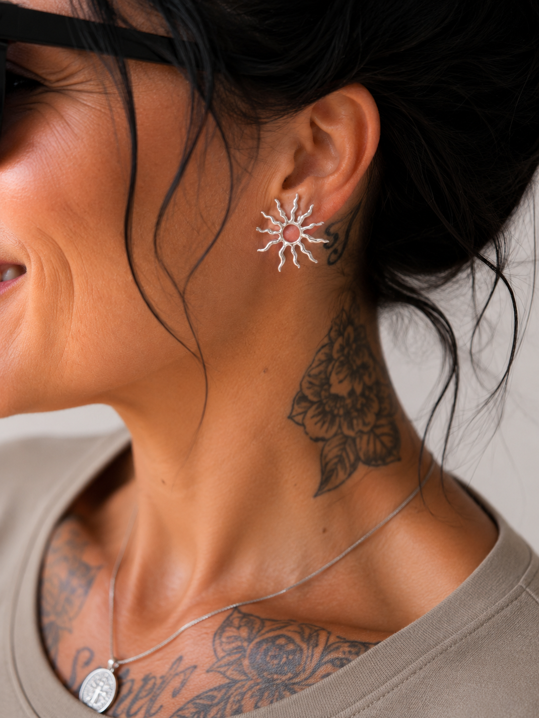 ZarahSkull Ohrstecker "SUN" silber