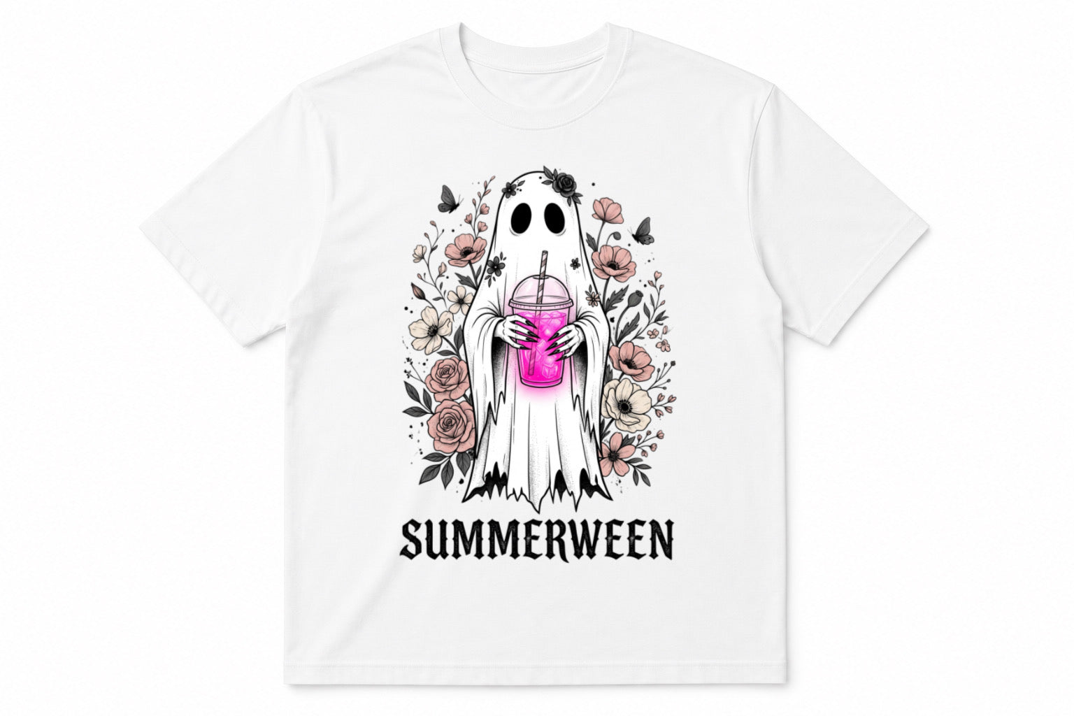 ZarahSkull Shirt white "Summerween ghost“