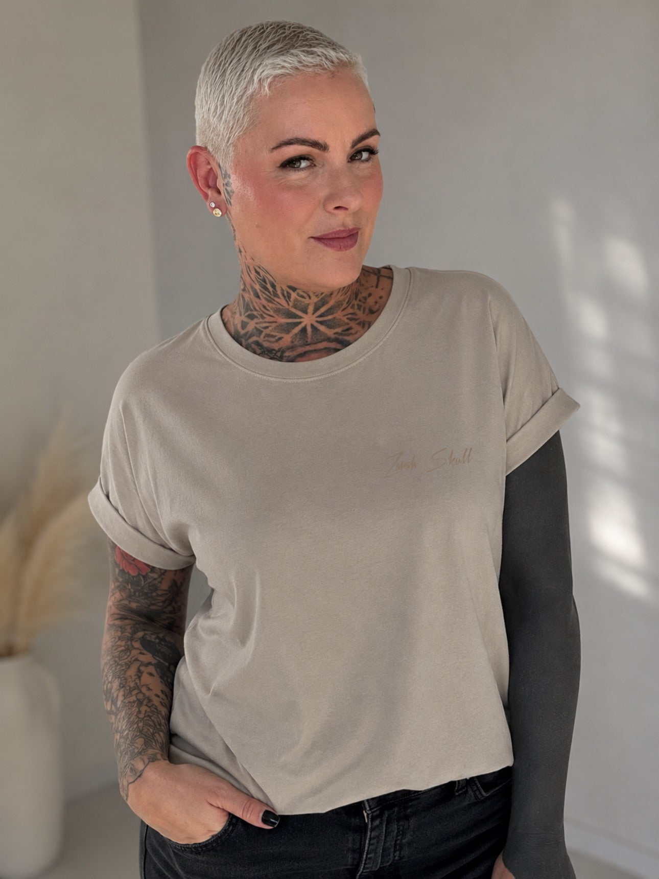 „ZarahSkull" Slub-Tee Pale olive
