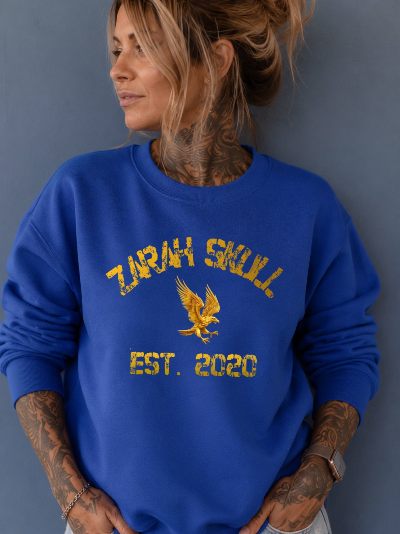 “ZarahSkull" Sweater royal blau „ZS Gold“