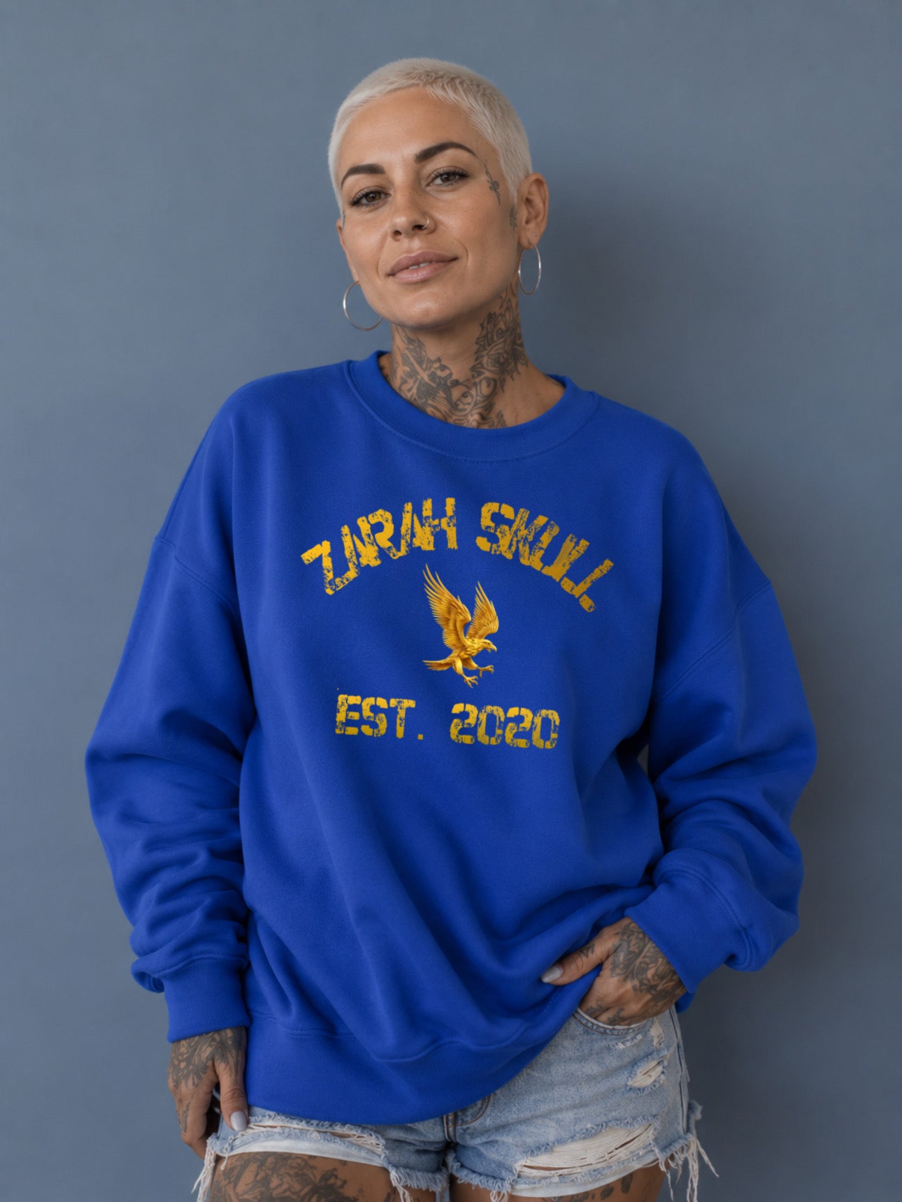 “ZarahSkull" Sweater royal blau „ZS Gold“