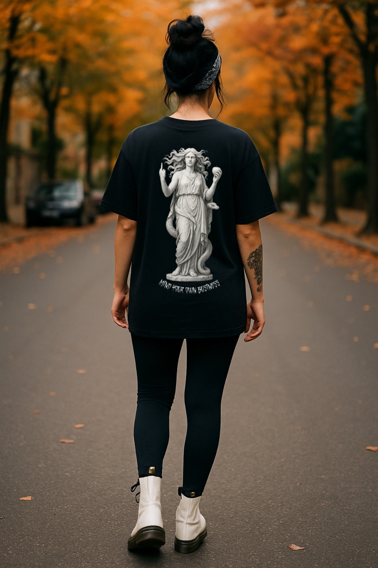 ZarahSkull Oversize Shirt black "mind your own Business"