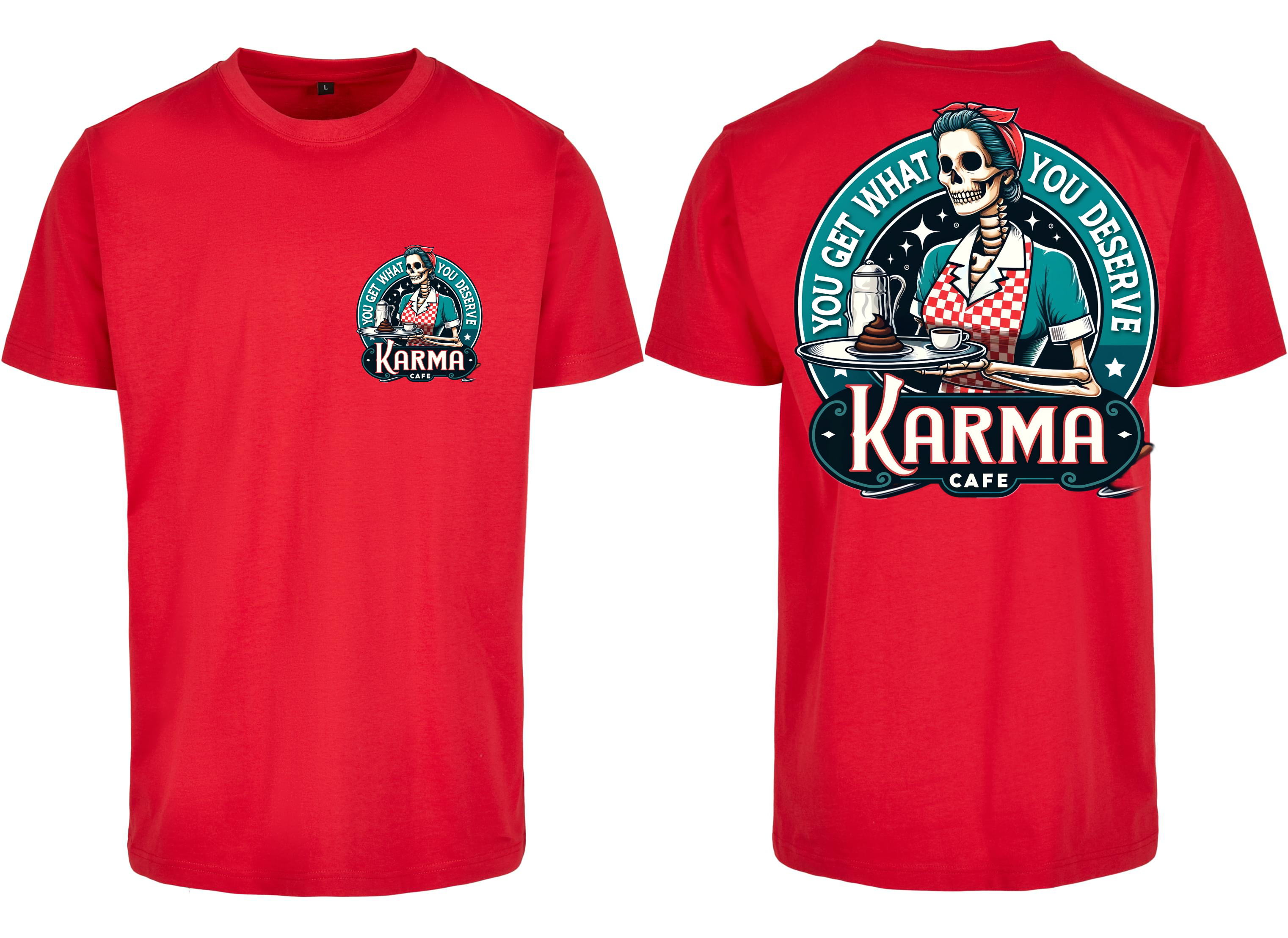 ZarahSkull Shirt red "Karma Cafe"