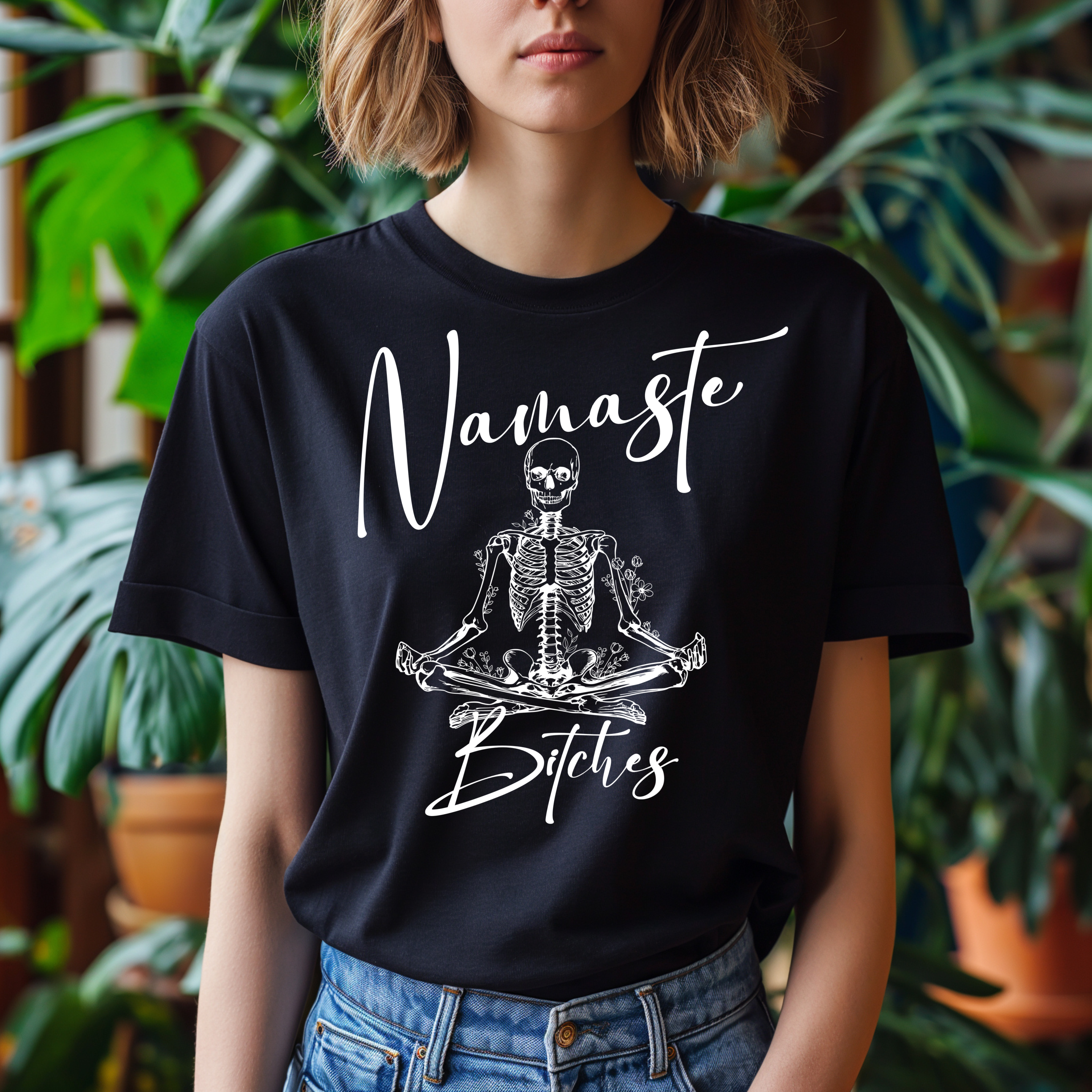 ZarahSkull Shirt black "Namaste"