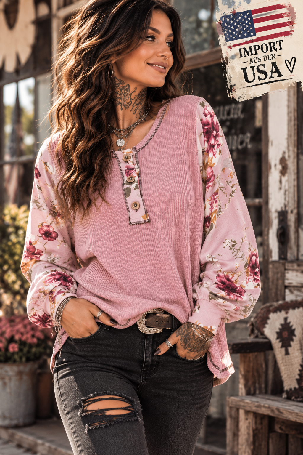 WILD BLOOM – Floral Ribbed Longsleeve