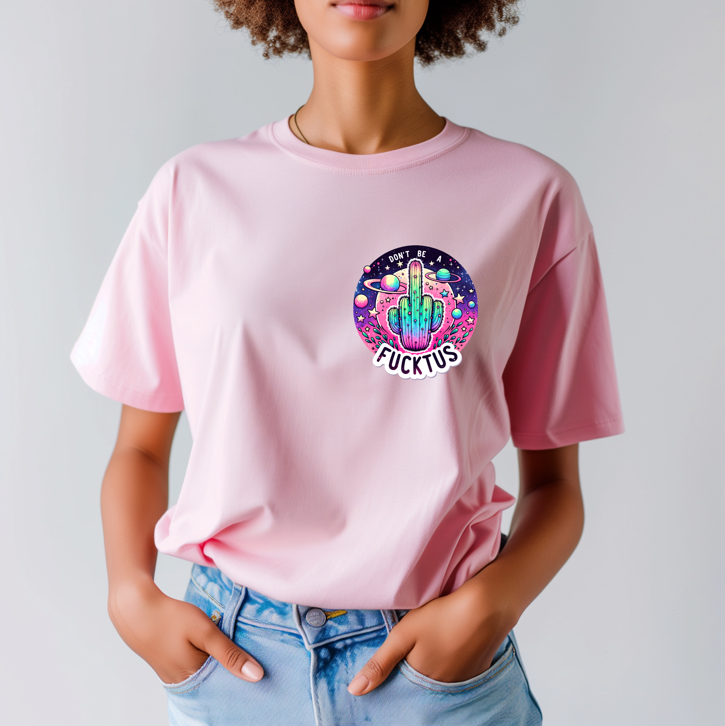 „ZarahSkull" Shirt medium pink "Don't be a fucktus"