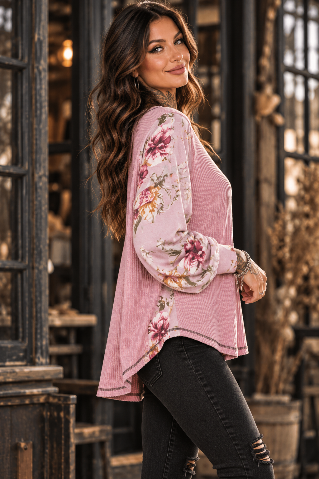 WILD BLOOM – Floral Ribbed Longsleeve