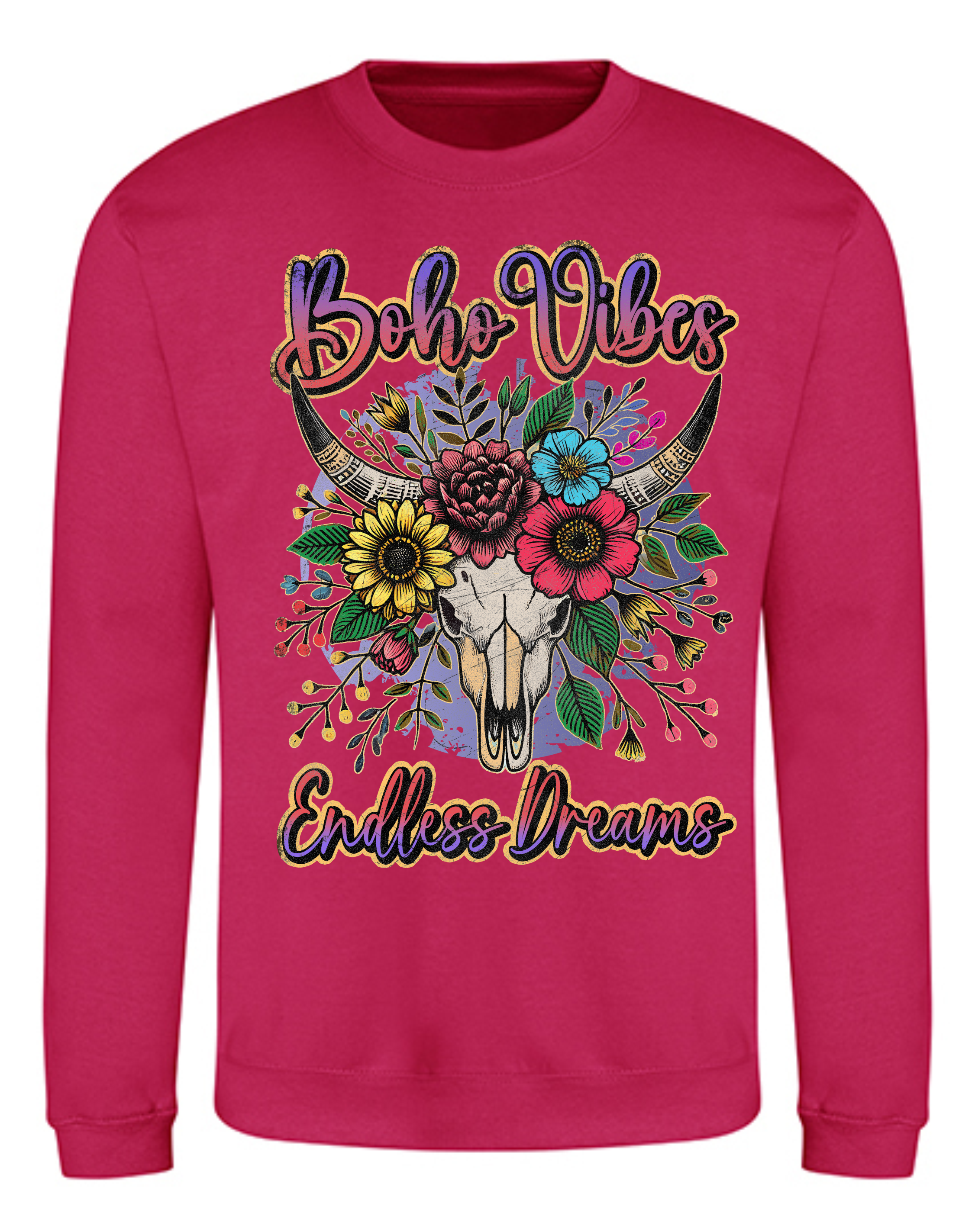 „ZarahSkull" Sweater hot pink "Boho Vibes"