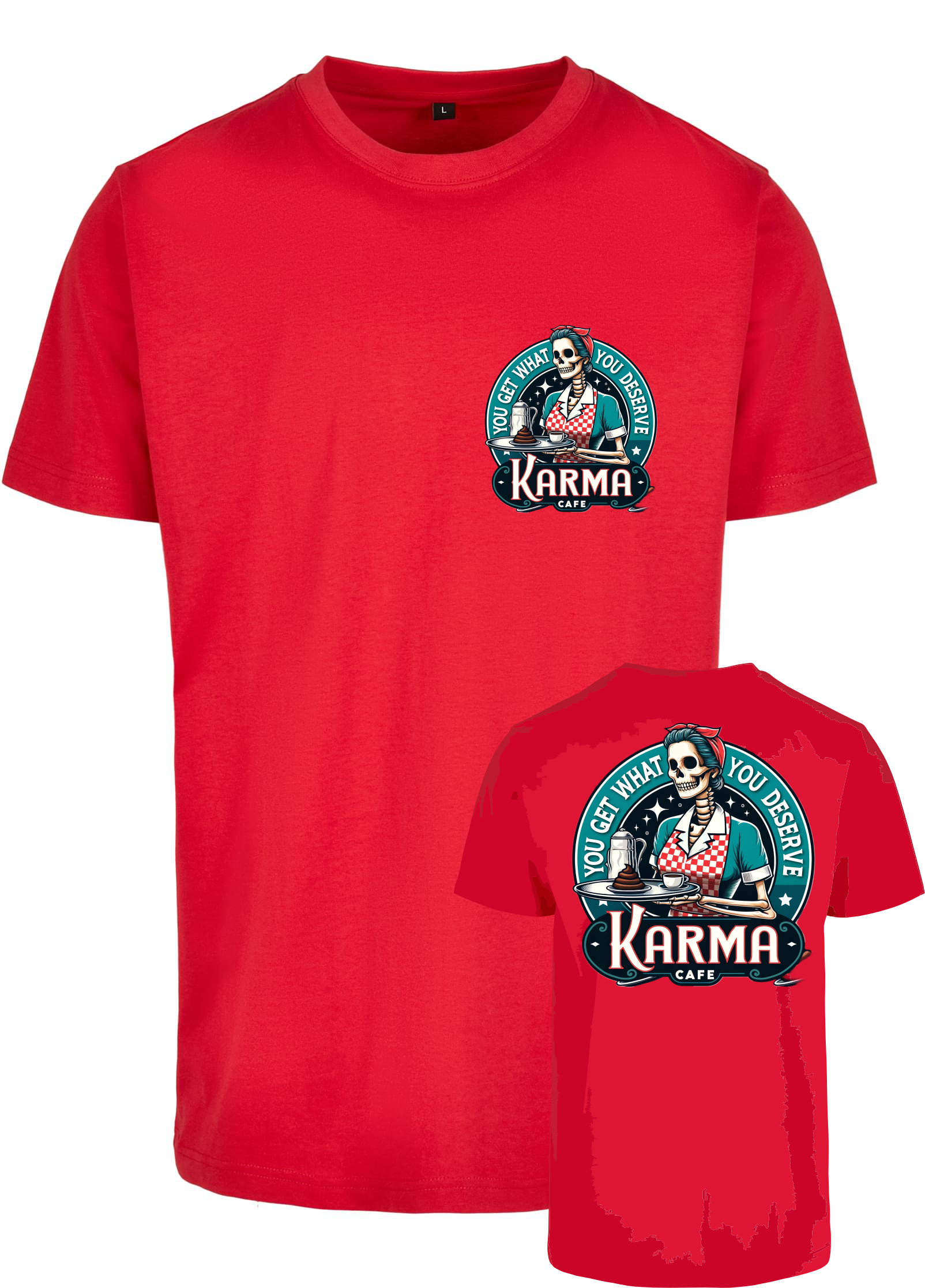 ZarahSkull Shirt red "Karma Cafe"