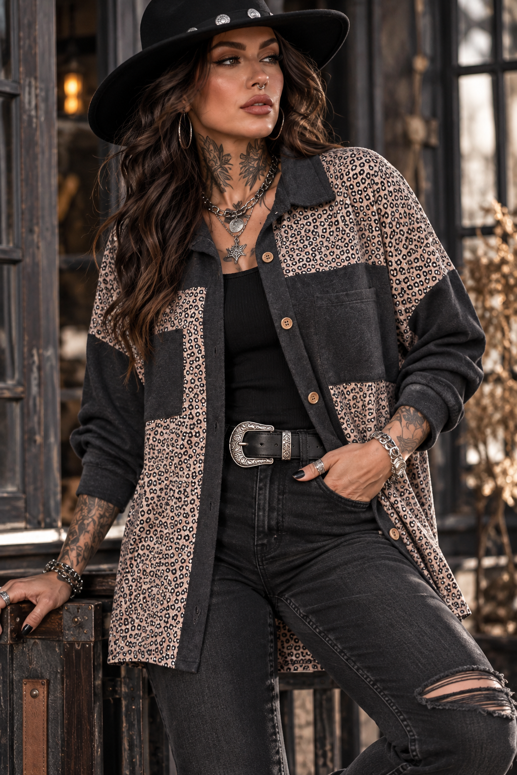 WILD SIDE – Leo Colorblock Shacket