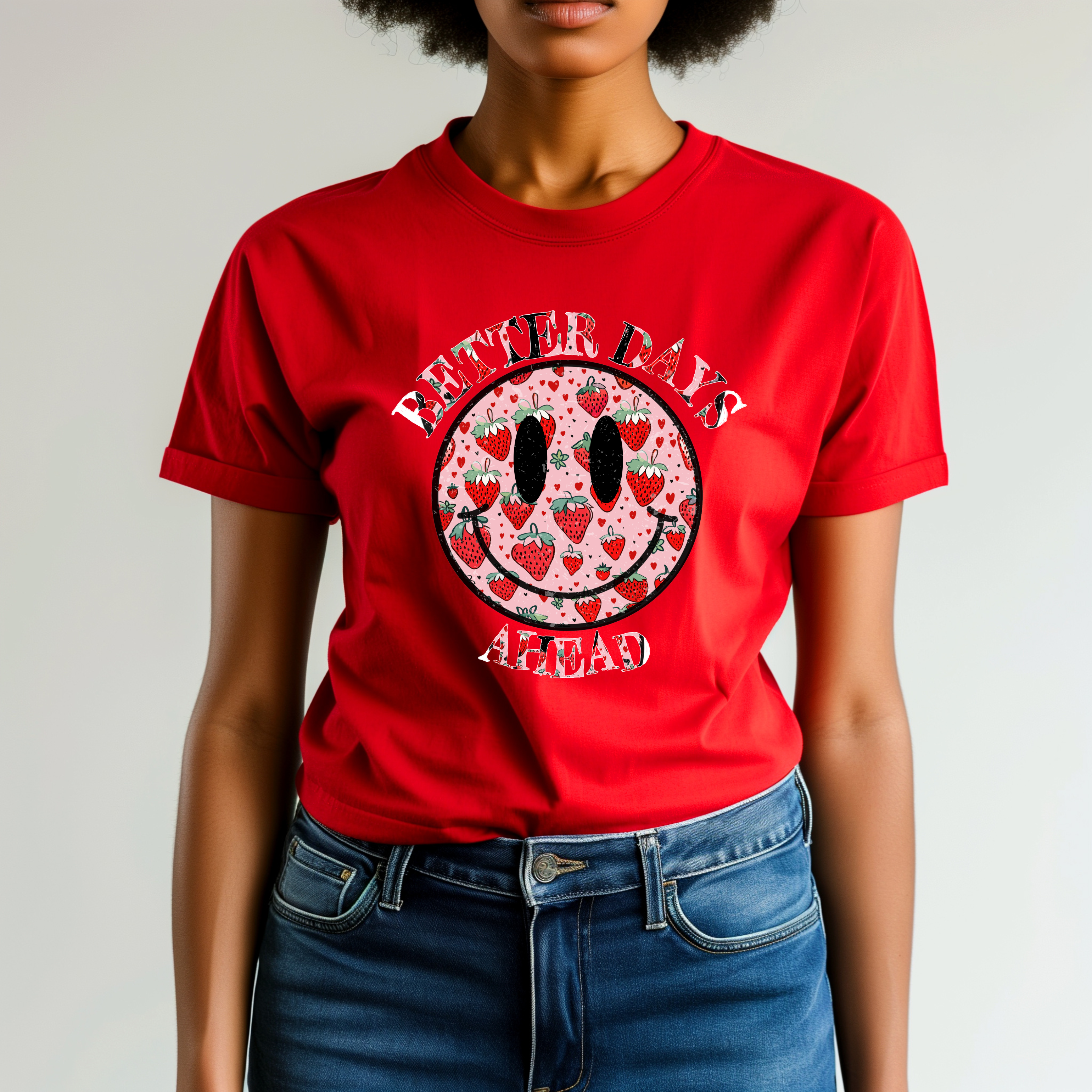 ZarahSkull Shirt red "better days ahead Smiley"