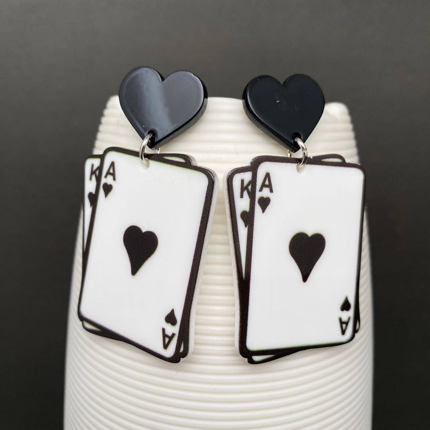 Blackjack Herz Ohrstecker