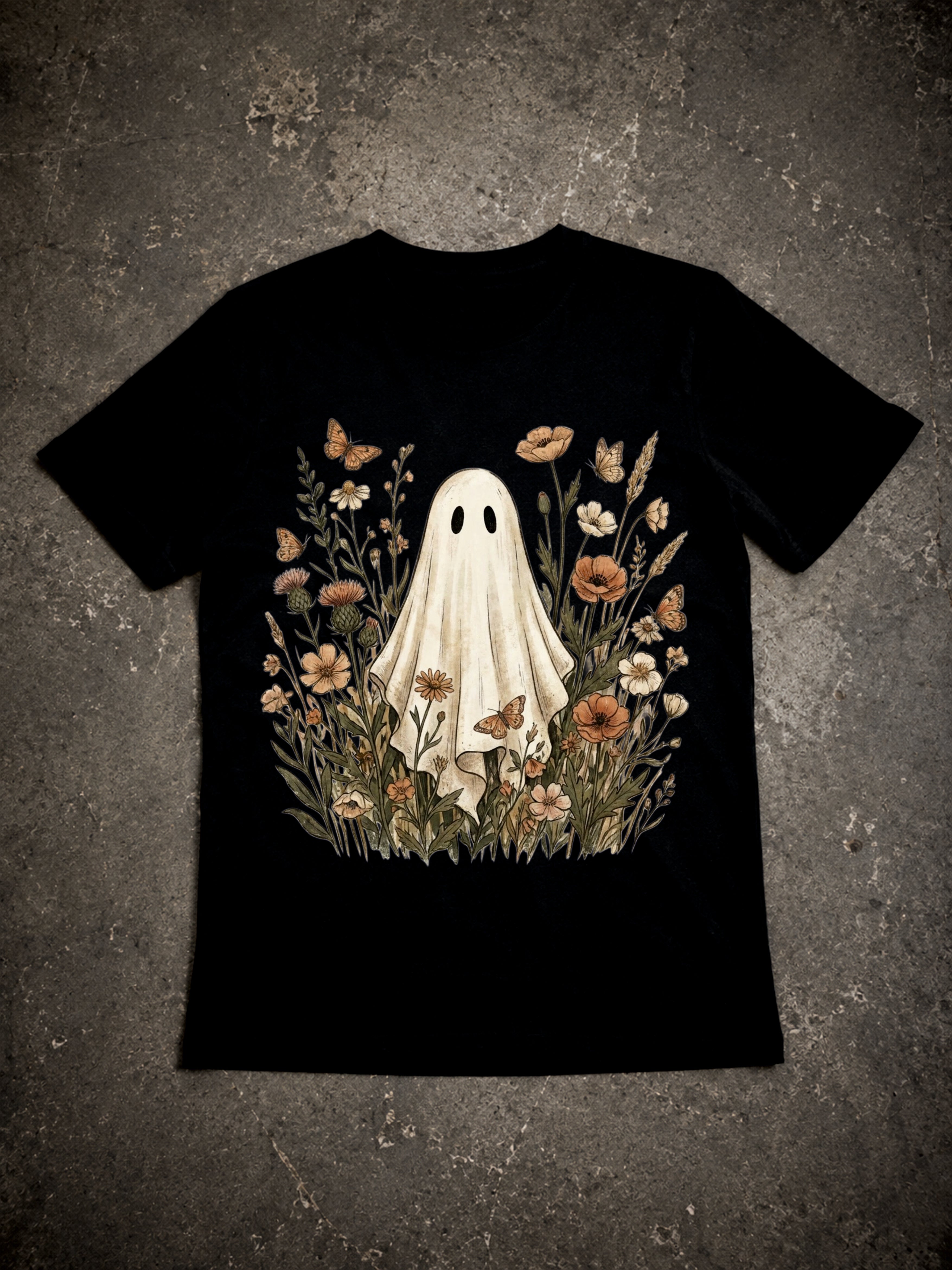 ZarahSkull Shirt black "Ghost wildflowers"