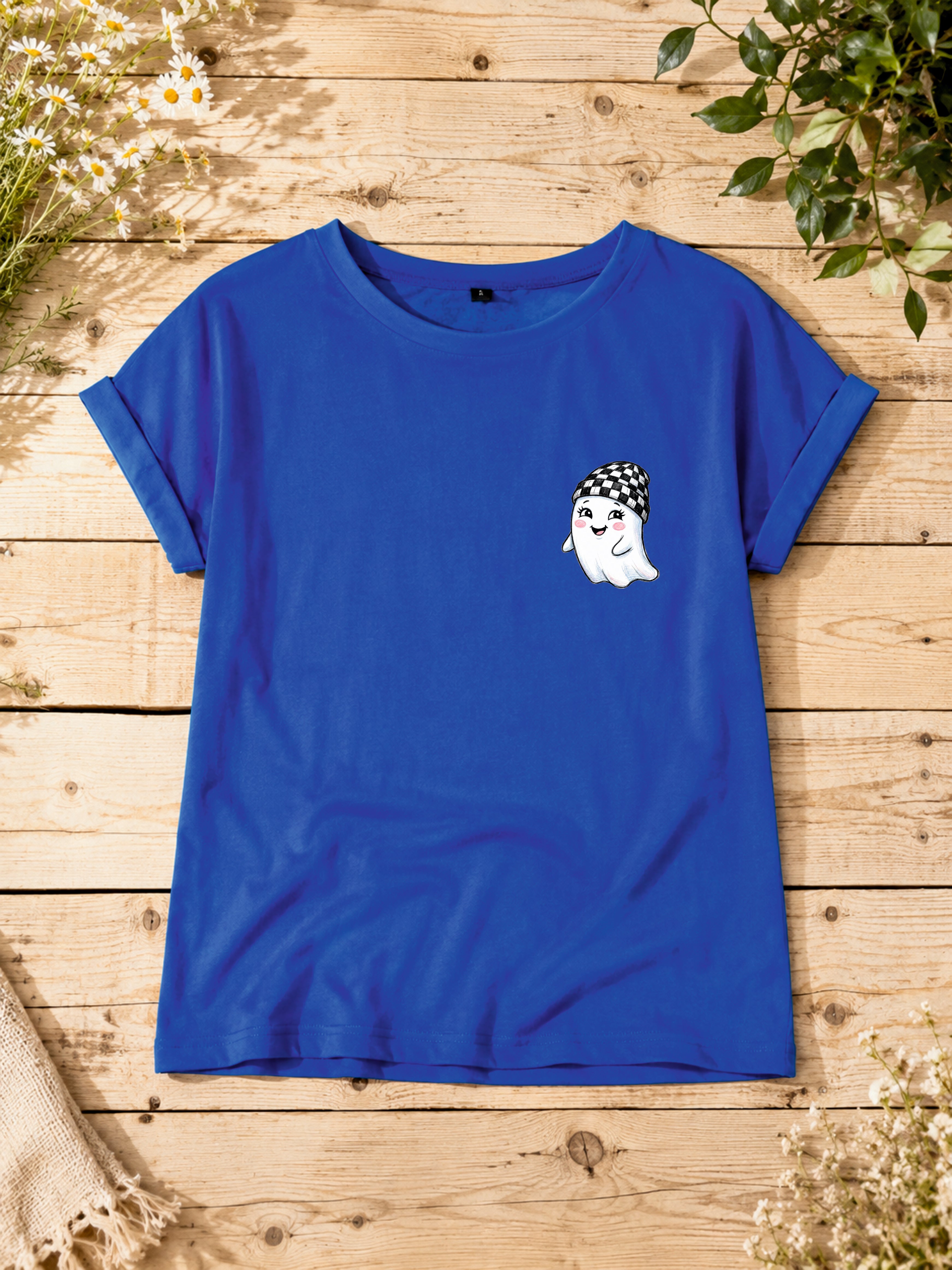 „ZarahSkull" Slub-Tee royal blau "Ghosty"