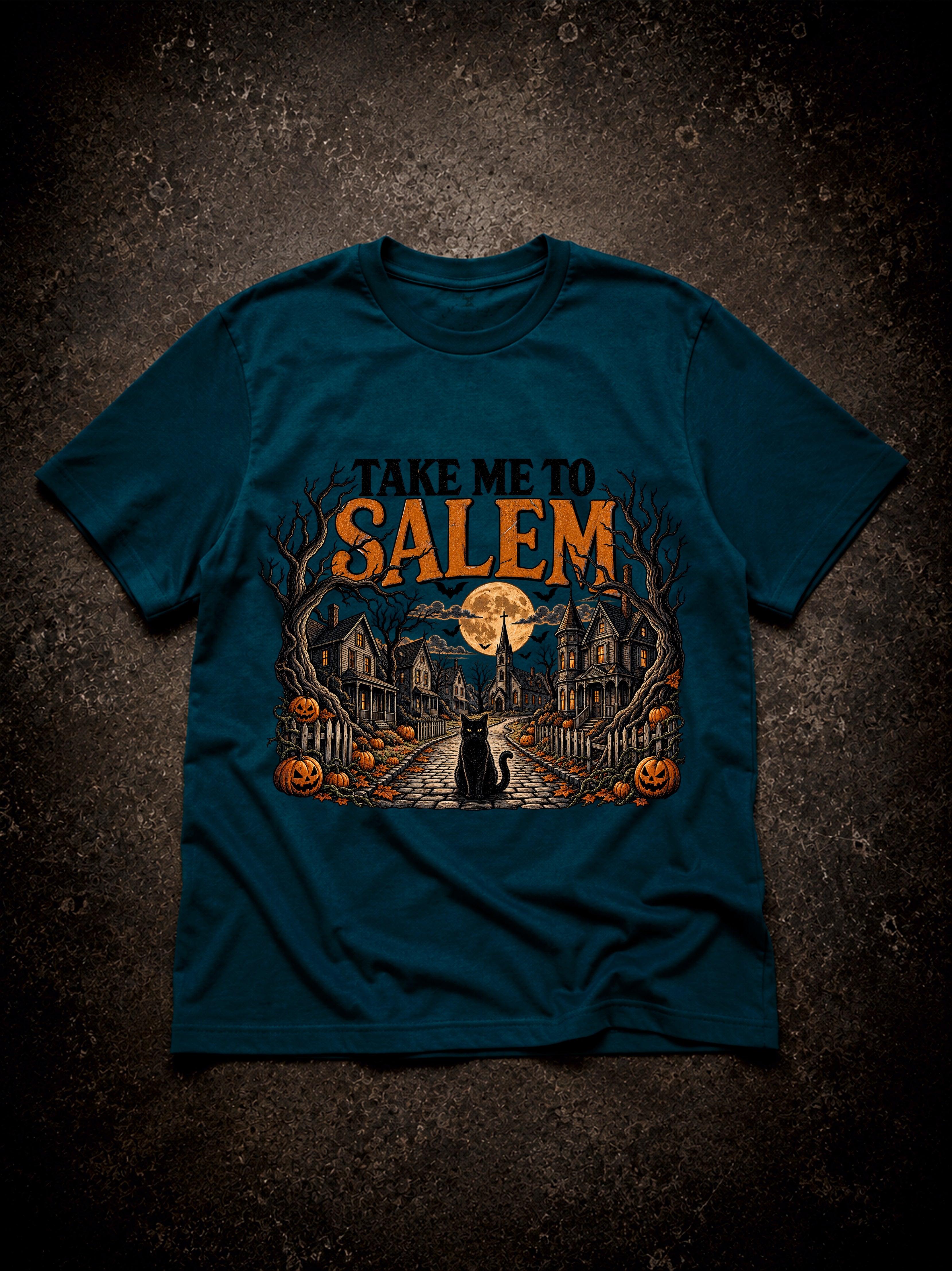 ZarahSkull Shirt retro green "Take me to Salem"