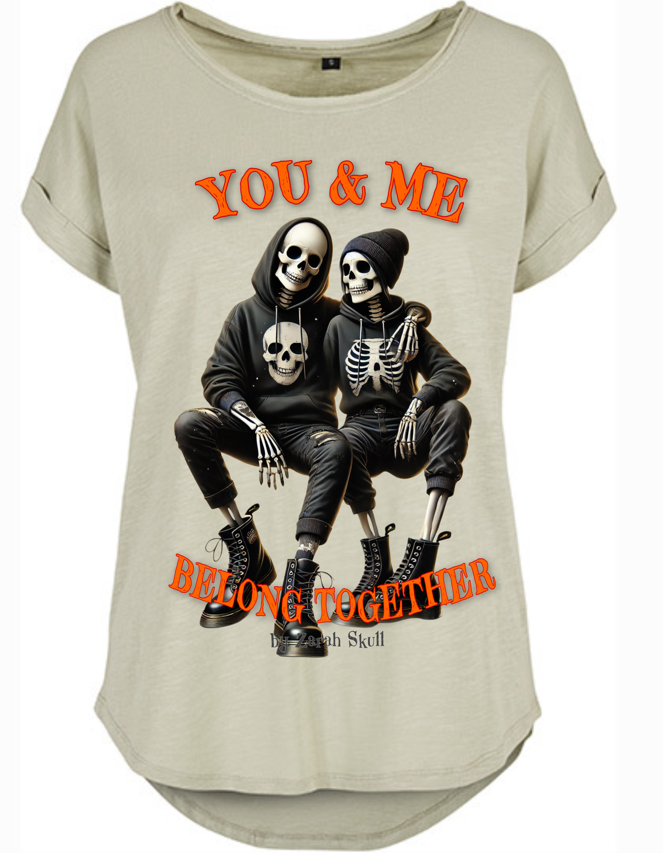 ZarahSkull Slub Shirt salvia "You and me"