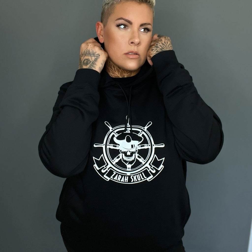 "ZarahSkull" Organic Hoodie "SEEMANN" BLACK