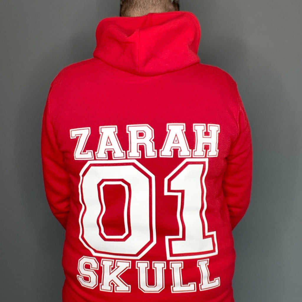 "ZarahSkull" Organic Hoodie RED "01"