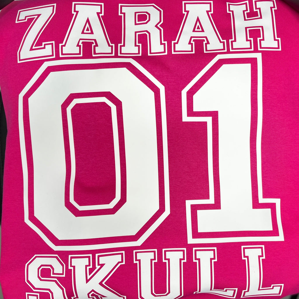 "ZarahSkull" Organic Hoodie PINK "01"