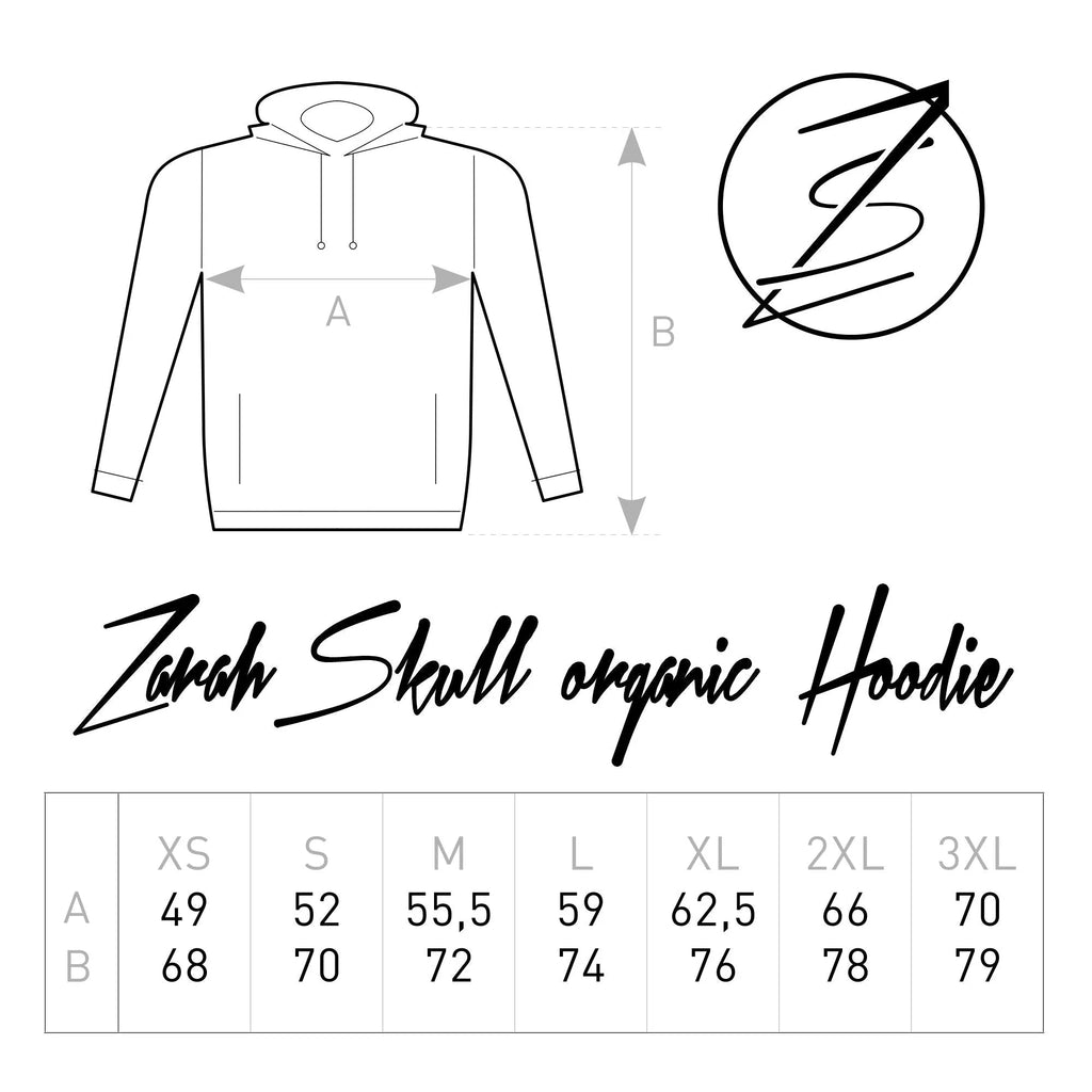 "ZarahSkull" Organic Hoodie WHITE "BE WILD" LEO